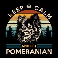 pomeranio perro mantener calma camiseta diseño vector ilustración