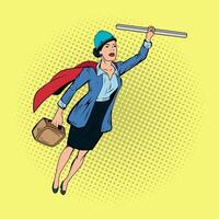 Engineer Women Super Hero Comic Pop Art Vector Stock Illustration