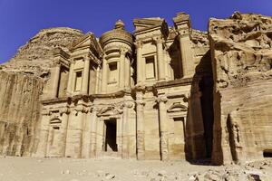 Monumental facade of Ed Dier in ancient Nabataeans city of Petra, Jordan. photo