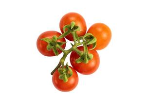 Top view of red ripe tomatoes on white background with clipping path. Bunch of ripe and juicy tomatoes isolated. photo