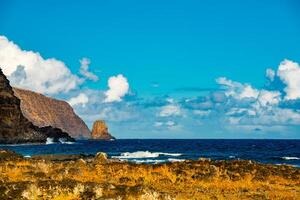 View of Easter Island and South Pacific Ocean in Chile in sunny day photo