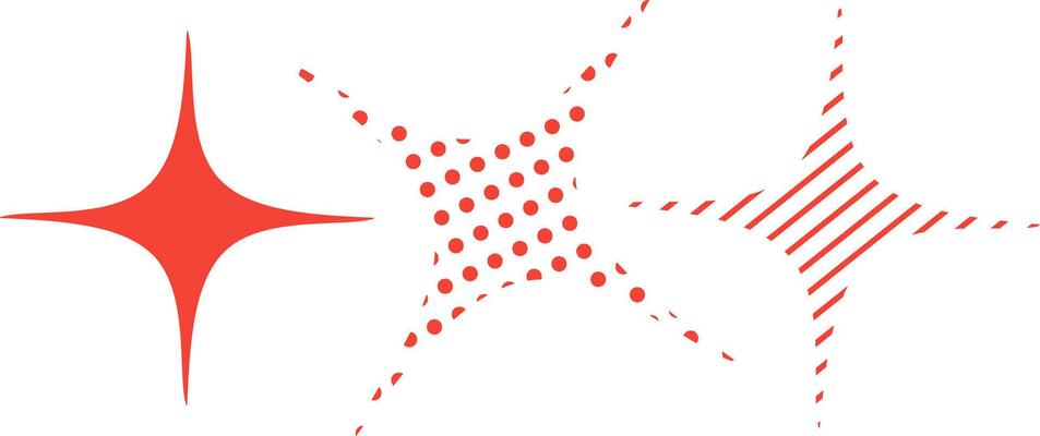 Icon set of red sparking light ilustration