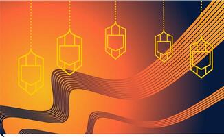 a row of lanterns hanging from a chain on a waved background vector