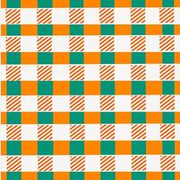Irish Gingham Background, green and orange checkered pattern with diagonal lines vector