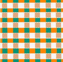 Irish Gingham Background, green and orange checkered pattern with diagonal lines vector