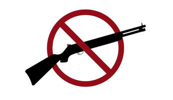 Weapons ban prohibit icon. Not allowed illegal gun vector