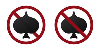 illegal casino ban prohibit icon. Not allowed gambling . Forbidden poker vector