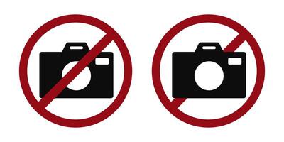 photo camera ban prohibit icon. Not allowed making photos. vector