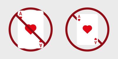 poker ban prohibit icon. Not allowed illegal gambling . vector