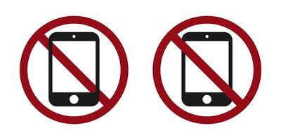 mobile phone ban prohibit icon. Not allowed smart phones vector