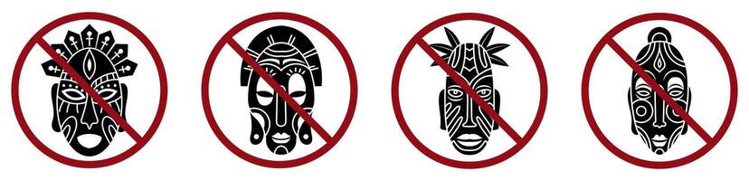 mask ban prohibit icon. Not allowed costume . vector