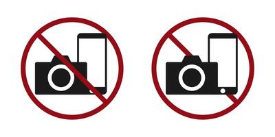 photo camera ban prohibit icon. Not allowed making photos. vector