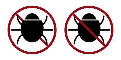 mite insect ban prohibit icon. Not allowed computer virus bugs. vector