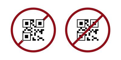 qr code ban prohibit icon. Not allowed scan bar code. vector