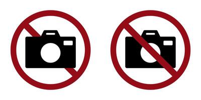 photo camera ban prohibit icon. Not allowed making photos. vector