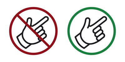 touch finger ban prohibit icon. Not allowed to touch. Forbidden crossed finder icon vector