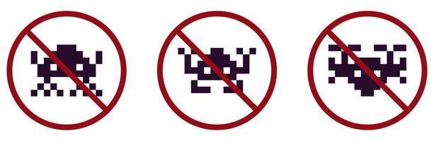 Retro video game ban prohibit icon. Not allowed video games vector