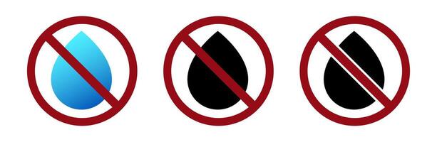 water droplet ban prohibit icon. Not allowed moisture vector