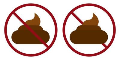 dog shit ban prohibit icon. Not allowed animal poop. vector