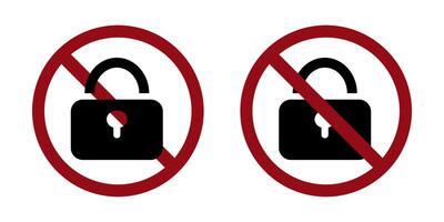 lock password ban prohibit icon. Not allowed padlock. vector