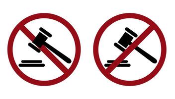 auction law prohibit icon. Not allowed illegal auction. vector