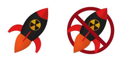 nuclear bomb ban prohibit icon. Not allowed nuclear war vector