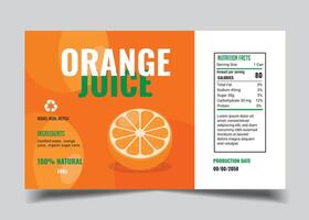 label for organic fruit product orange juice advertisement vector