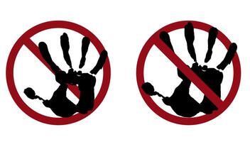 crossed hand silhouette ban prohibit icon. Not allowed hand symbol. vector