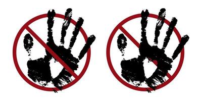 crossed hand silhouette ban prohibit icon. Not allowed hand symbol. vector