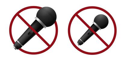 Sing audio ban prohibit icon. Not allowed music karaoke vector