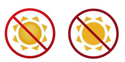 sun ban prohibit icon. Not allowed hot sun. vector