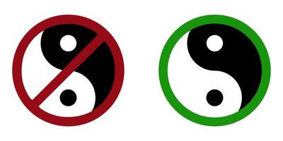 Balance ban prohibit icon. Not allowed yin yang vector