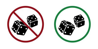 dice ban prohibit icon. Not allowed gambling . Forbidden illegal casino vector