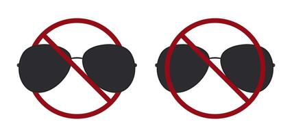 black sunglasses ban prohibit icon. Not allowed dark glasses. vector