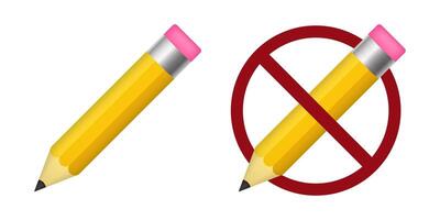 pencil drawing ban prohibit icon. Not allowed write vector