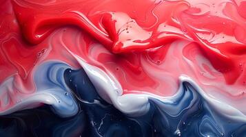 AI generated red white and blue abstract fluid background, colorful background, red blue background. photo