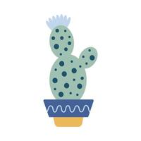 Cute cacti in boho style. Cactus seamless pattern. Trendy boho background. Cacti fabric print design. Succulent textile. Flat design, doodle style, white background vector