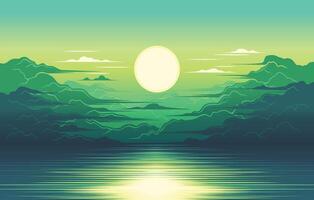 Sunrise in the sea illustration vector