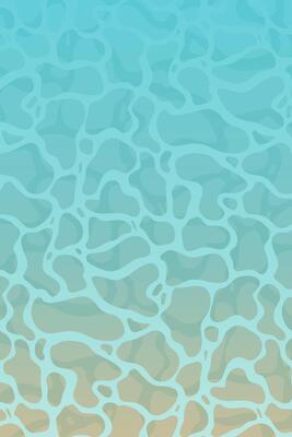 Calm transparent blue water surface. Modern background in cartoon style. Flat beach background design with serene blue ripples. Backdrop for summer vacation.