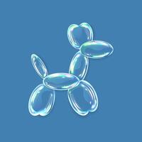 Soap bubbles, water drops in the shape of a dog with shadows. Vector illustration with water drops on blue background. Vector illustration