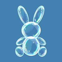 Soap bubbles, water drops in hare shape with shadows on blue background. Vector illustration with water drops. Vector illustration