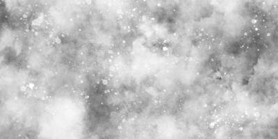 Abstract winter morning shiny white snow is falling randomly with various bokeh particles, beautiful grey watercolor background with glitter particles for wallpaper and design and presentation. photo