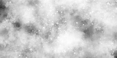 Abstract winter morning shiny white snow is falling randomly with various bokeh particles, beautiful grey watercolor background with glitter particles for wallpaper and design and presentation. photo