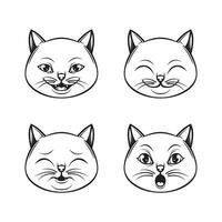 Cat expression logo icon set vector