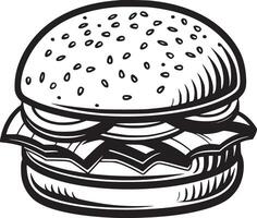 hamburguesa vector negro y blanco