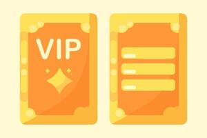 VIP tarjeta oro icono colocar. fiesta. vector gráficos en un brillante dibujos animados estilo