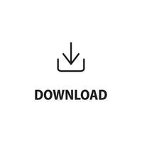 Black and white download icon. Vector graphics in flat style