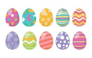 Set of Easter eggs isolated on white background. Vector illustration.