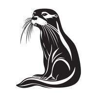 Otter - Black and White Isolated Icon - Vector illustration Stock Vector