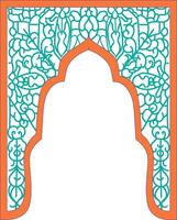 a design islamic decorative background in orange with green and blue on it. vector illustration